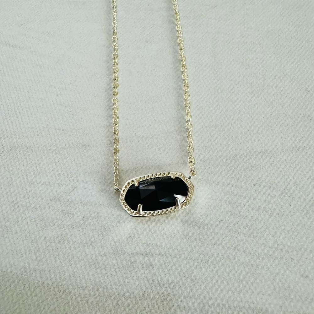 Kendra Scott Elisa Gold Pendant Necklace in Black Opaque Glass